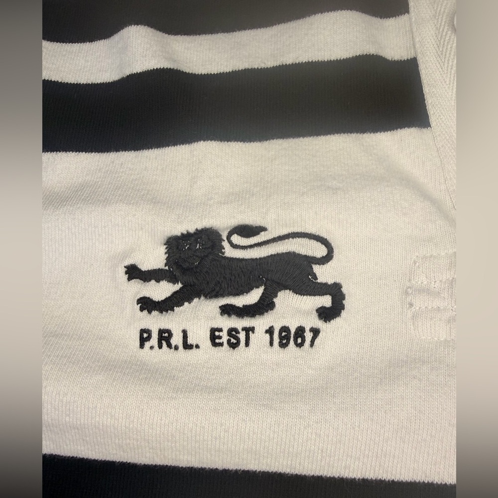 Polo Ralph Lauren Rugby Crop Sweatshirt XL Striped Big Logo Crest Preppy - Picture 3 of 11